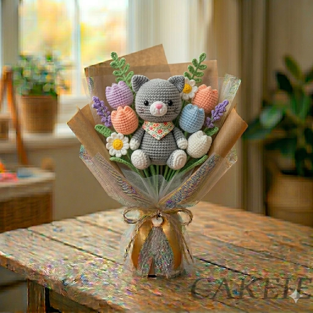 Crochet Cat Tulip Bouquet